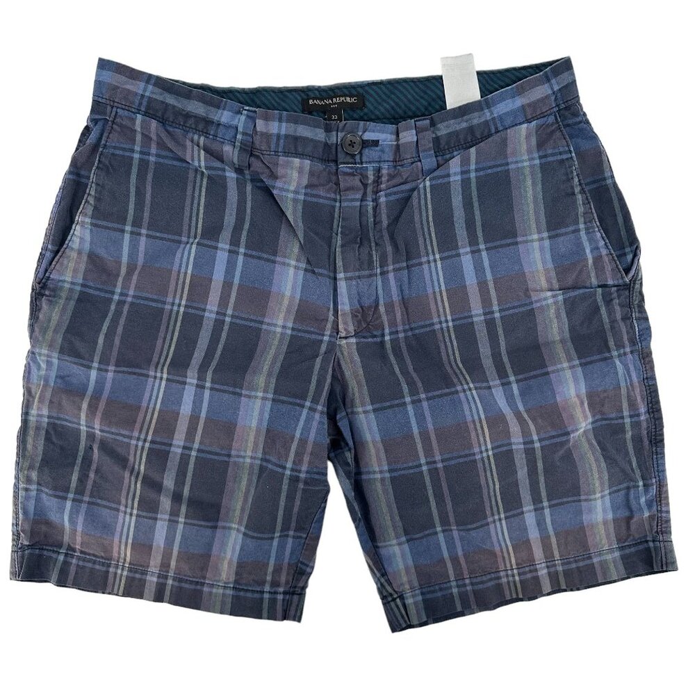 Banana Republic Blue Plaid Shorts Size 33 Men's 9'' Inseam Chinos
